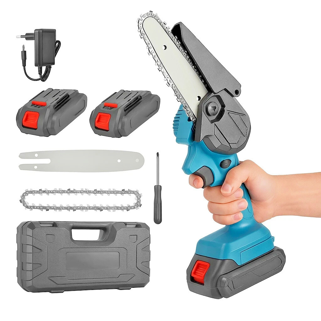 Motosega Batteria 48V 6 Pollici - Kit Potatura Professionale con 2 Batterie