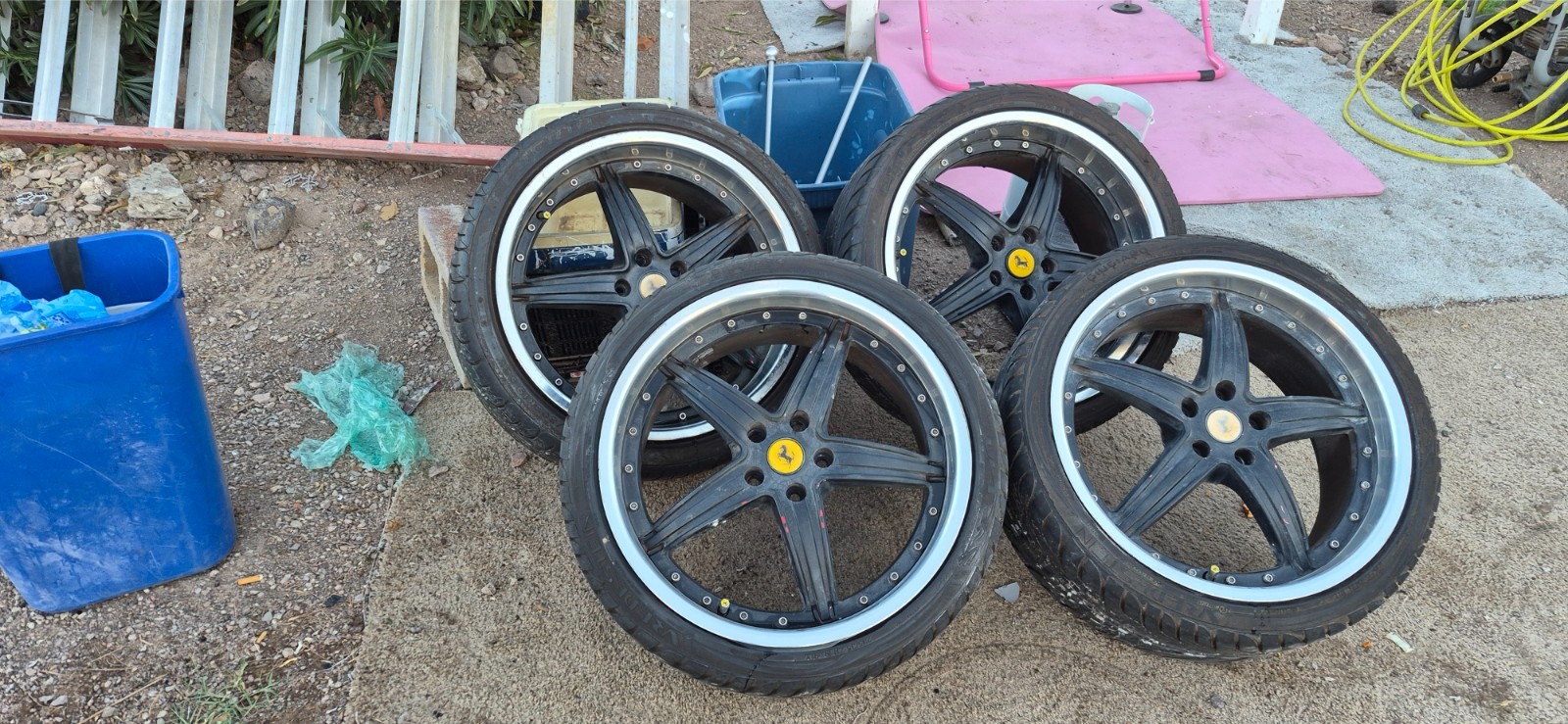 used 19" Ferrari wheels and tires 2 wheels are 235/35 and 2 275/30 all 19" 