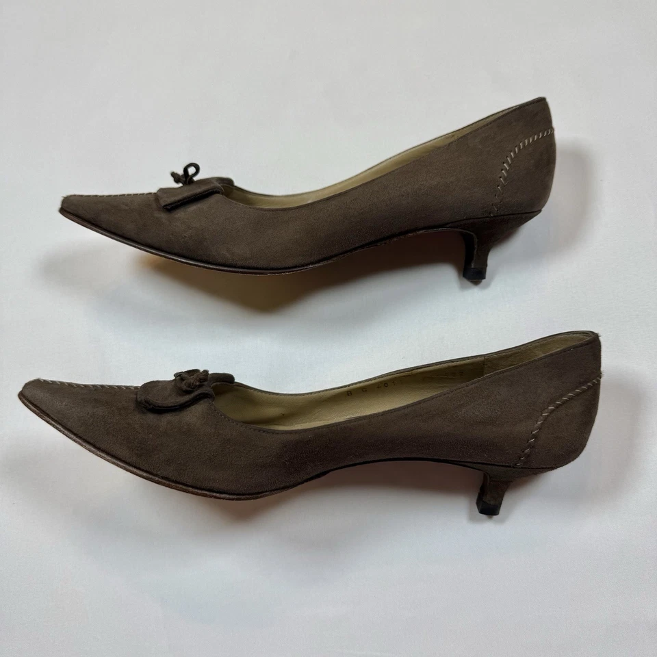 Vintage Bruno Magali Gamuza Zapatos de salón, Mujer Punta Punta Punta Marrón, Talla 7 B Foto 4 de 4