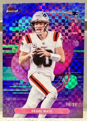 JERSEY NUMBER MATCH! 2025 Topps Finest Drake Maye Purple X-Fractor 10/99! PATS!