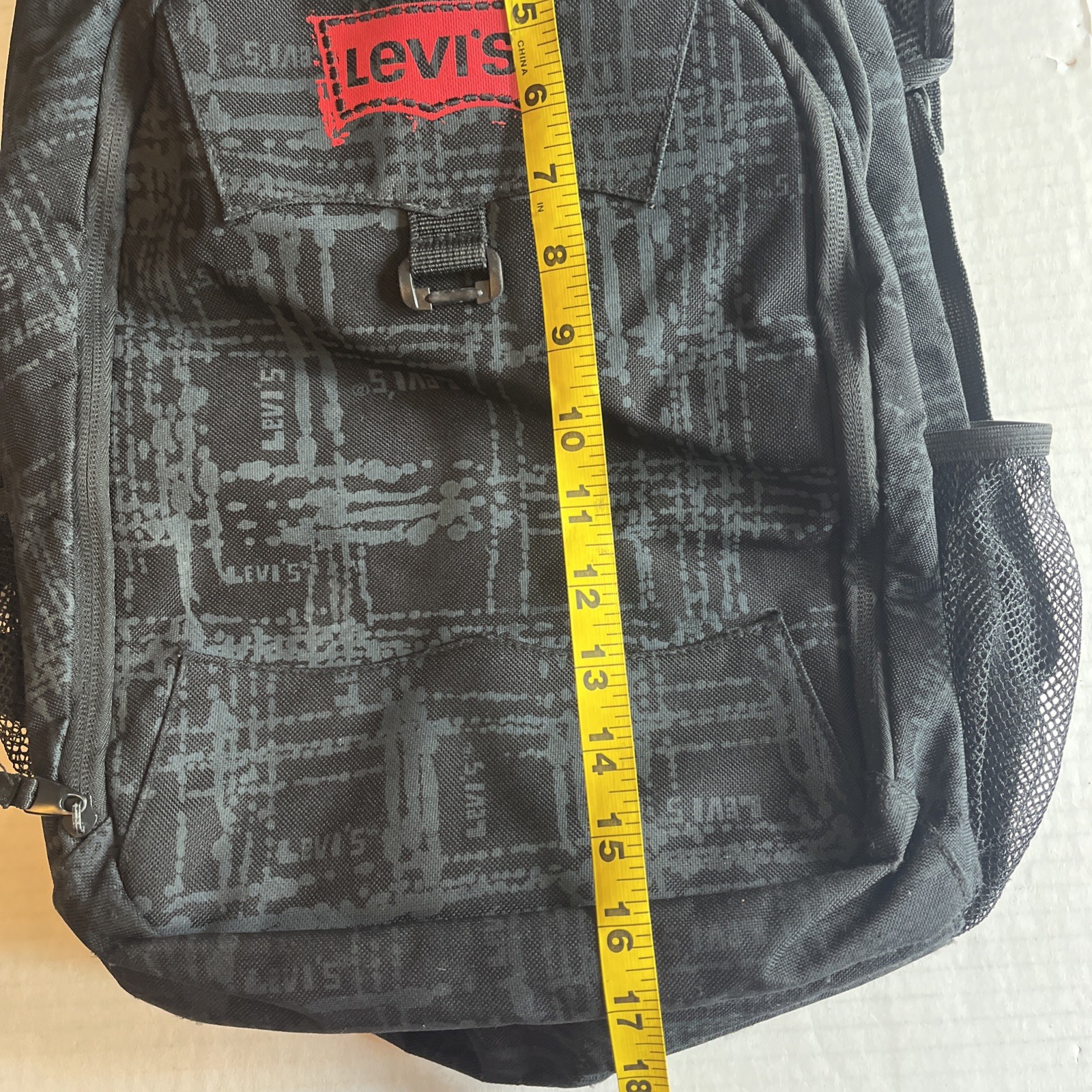 Levis Strauss Backpack Black Gray Pattern Red Log… - image 11