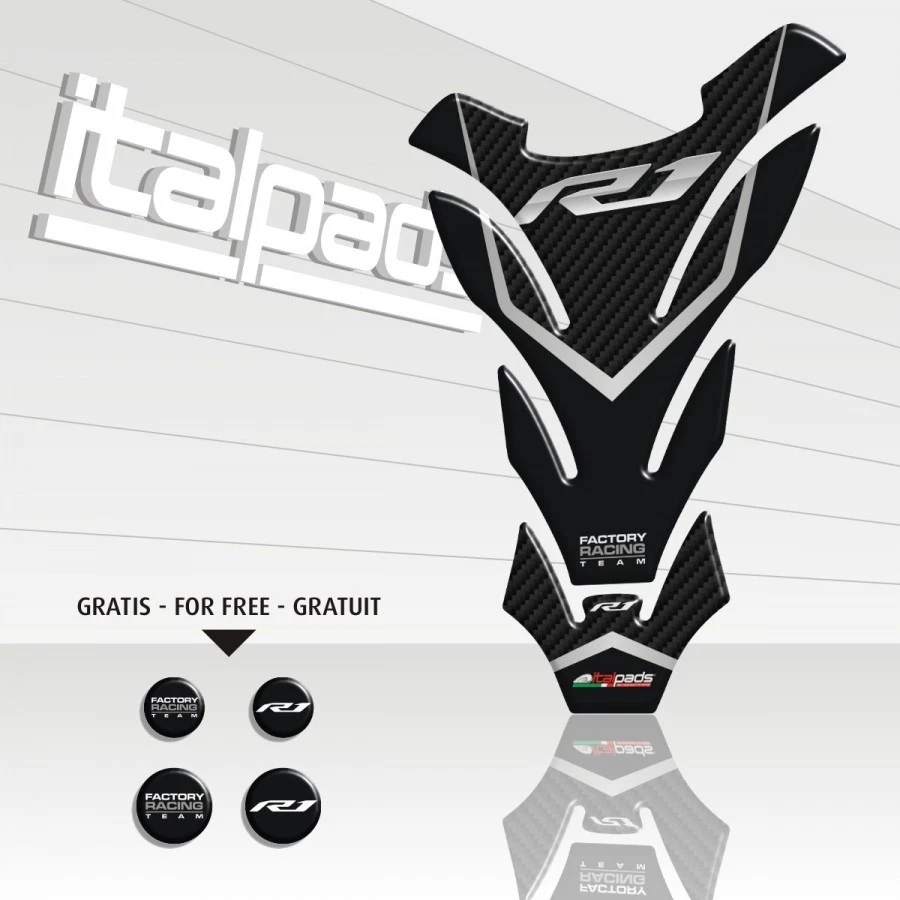 Protection Protège Réservoir "Detroit" gris effet carbone pour Yamaha R1 - Photo 1/1