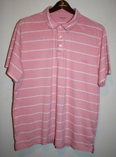 Mens Old Navy Jersey Polo Short Sleeve Striped Light Raspberry White XXL