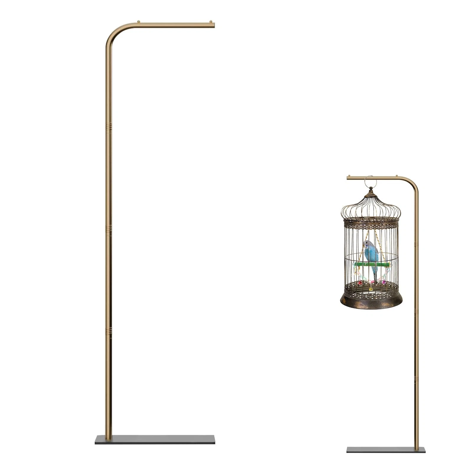 TBTFW 67 Inch High Hanging Bird Cage, Cage Gold, Without Storage Rack