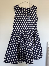 Closet London Polka Dot V Neck Full Fit & Flare Navy White Dress Plus Size 20
