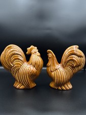 Vintage Ceramic Rooster and Hen Figurine Set Made In USA