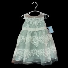 David's Bridal Flower Girl Dress Size 12 Months - Banded Lace Illusion In...
