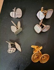 Konvolut Herren Manschettenkn&ouml;pfe 16 STK (6 Paare+ 4Einzelne), Metall, Perlmutt