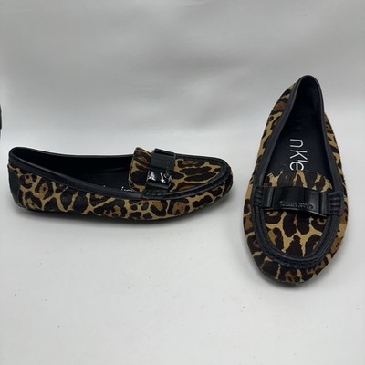 Calvin Klein Lisette Leopard Print Calf Hair Loafers Driver Flats Women's 7.5