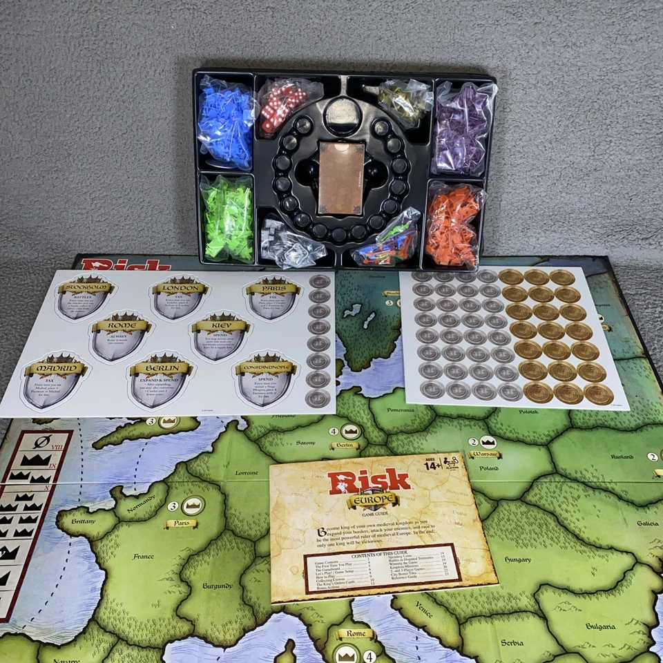 New Open Box Risk Board Game Europe Edition Medieval  War Strategy 2015 Hasbro - Image 3 of 4