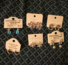 Women's Fine Mixed Lot 5pc Earrings, Silver tone