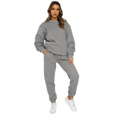 Ladies Long Sleeve Plain Lounge Wear Set Casual Comfy Two Piece Womens Tracksuit