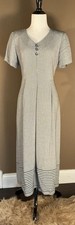 Positive Attitude Petite Vtg 90s Black White Button Up Midi Dress Cottagecore
