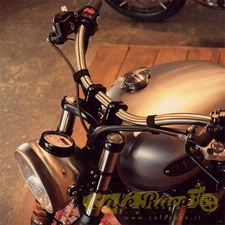 Petite Bande Conduite Câble Cuir Noir Ø28-43mm X 120mm pour Cafè racer Moto