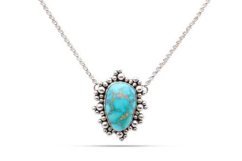 17'' Artie Yellowhorse 925 Silver 4.91ctw Turquoise Navajo Necklace (17.50g.)