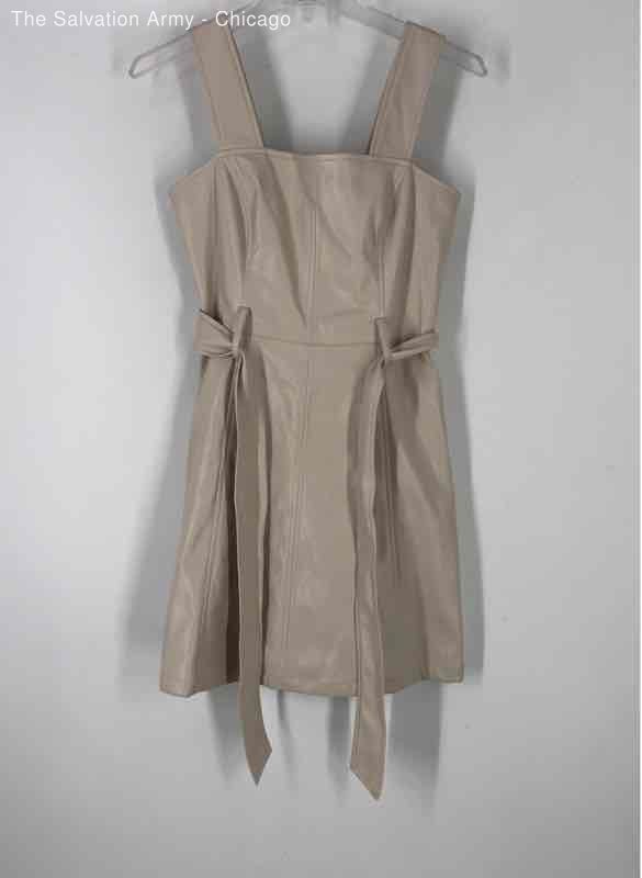 Shoshanna Womens Bone Faux Leather Sleeveless Back Zip Short Mini Dress Size 0