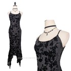 Vintage Papell Prom Dress Maxi Gown 8 Black 90S Velvet Floral Y2K Fairy Goth