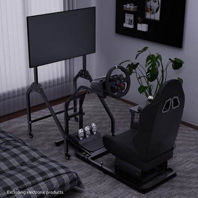 Hottoby Racing Sim Cockpit With Seat & TV Stand Fits Logitech G923 Thrustmaster