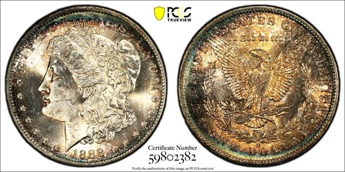 1888 O Morgan dollar PCGS MS64 *VAM 9 doubled arrows TOP100 Nice Toning!*