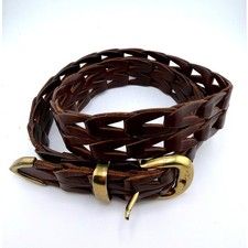 The Limited Braided Genuine Leather Belt Women Size M Brown Vintage Boho Western