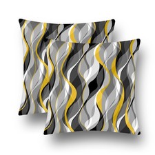 weesire Throw Pillow Covers Set of 2 18x18 Black Yellow Grey White