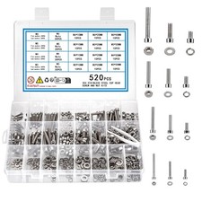 520 Pcs M3 M4 M5 M6 Nuts and Bolts Set Hex Head Screws Bolts and Nuts and