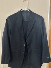 Van Heusen Boys' Black Suit 2-Piece Jacket Size 12 Regular Pants Size 12 Husky