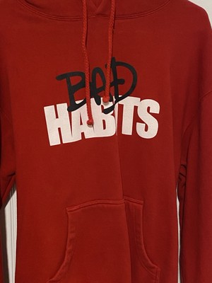 Vlone x Nav Bad Habits Album Merch Collab Red Pullover Hoodie Men's Large