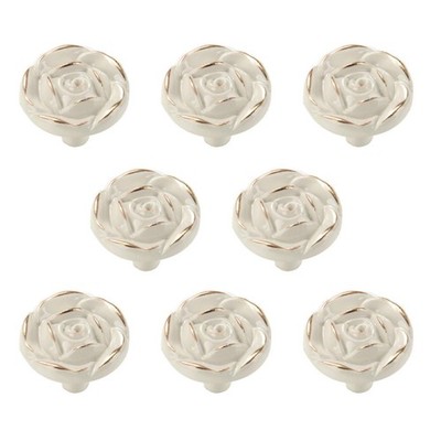Tiradores de armario con forma rosa antigua, estilo vintage shabby chic cocina.