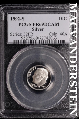 1992-S Roosevelt Dime-PCGS PR 69 DCAM Silver  Ch Gem Proof No Reserve #SLL445