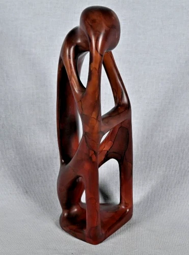 Vintage Carved Soapstone Sitting Thinking Thinker 8-1/2" Sculpture Folk Art