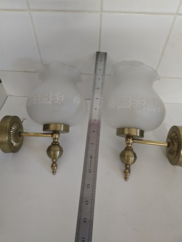 Vintage ANTIQUE PAIR ART NOUVEAU WALL LIGHT SCONCE GLASS LAMP SHADE Shades - Picture 18 of 24