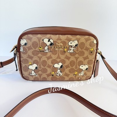 NWT COACH x PEANUTS CBM27 Jamie Camera Bag Signature Canvas&Leathe Snoopy Print