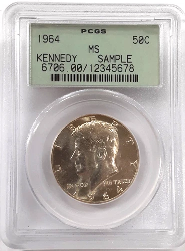 1964 Kennedy Half Dollar in PCGS MS Sample Holder