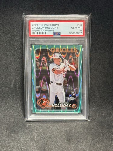 JACKSON HOLLIDAY #88 2024 TOPPS CHROME AQUA RAYWAVE REFRACTOR RC #/199 PSA 10