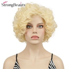 StrongBeauty Synthetic Short Curly Blonde Wigs Heat Ok Capless Hair Women Wig