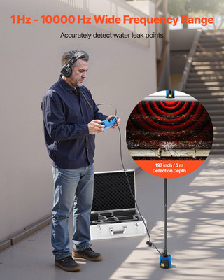 Pipe Water Leak Detector 1Hz 10kHz 7'' Touchscreen Underground Leak Locator Kit