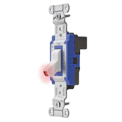 HUBBELL SNAP1201PLWNA Pilot Wll Switch,Wht,15A;Back,SnglPole 31A433
