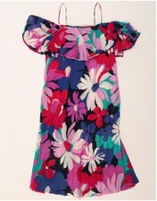 VINTAGE Womens Sundress IT 44 Medium Multicoloured Floral Cotton AH03