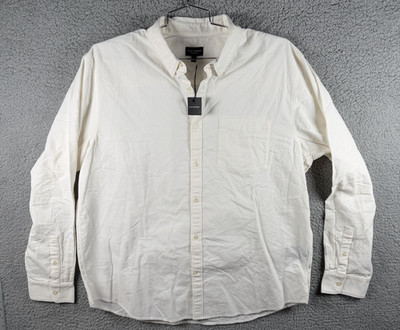 Club Monaco Men's XXL cream white Long Sleeved Button Down Shirt NWT cord
