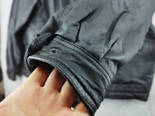Vintage 80` COMINT Black Leather Men’s Motorcycle Jacket PIT 24 INCH - Picture 9 of 12