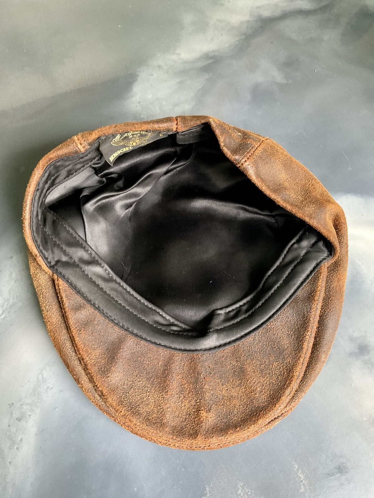 Henschel Brown Suede Leather Newsboy Cabbie Hat Cap Flat Hippie English Large