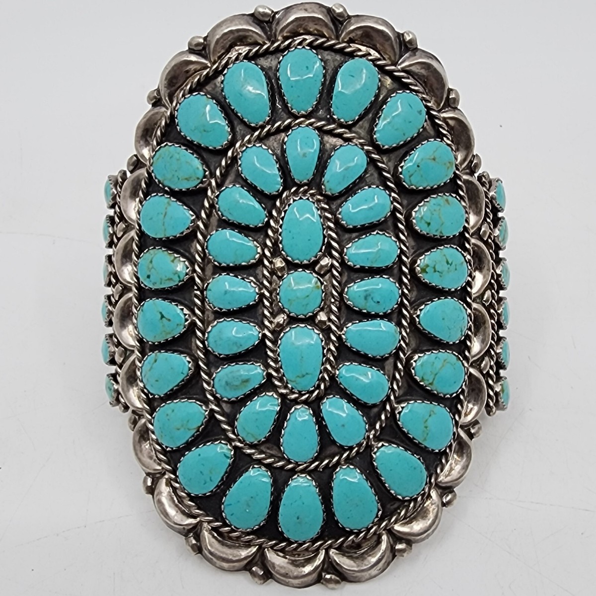 One Of Craziest Vintage Native American Navajo Green Turquoise Sterling Silver Bracelet One Of Craziest Vintage Native American Navajo Green Turquoise Sterling Silver Bracelet