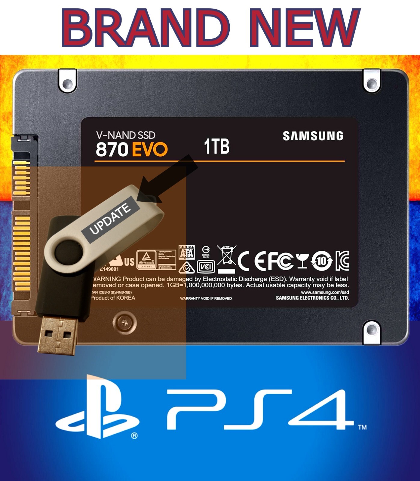 NEW | SAMSUNG |  1TB PS4 Original/Slim/PRO SSD w/ PS4 Operating System USB Drive