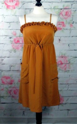 MARC BY MARC JACOBS Fleetwood Kleid Titian Gold Dress Gelb 100% Seide Gr. XS Neu