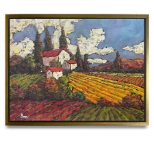 Hungryartist -Original Painting of Countryside Landscape on Canvas 12x16Framed