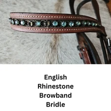 English Bridle Rhinestone Browband Brown USED