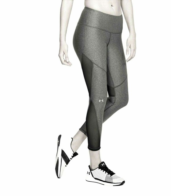 Under Armour Womens UA HeatGear Compression Mesh Leggings Gray Black - SMALL | eBay