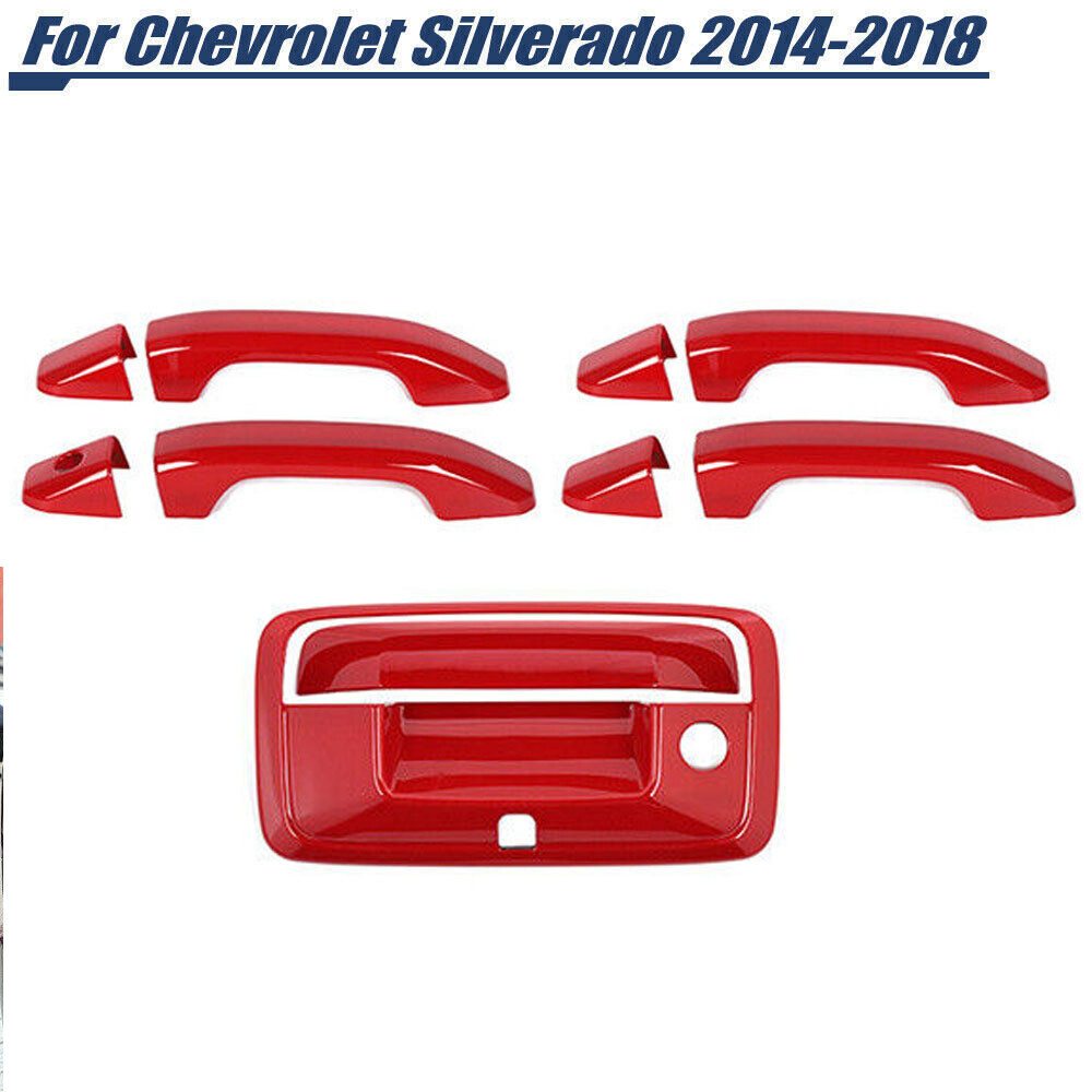 Red Exterior Tailgate Door Handle Trim Cover For Chevy Silverado/Sierra 2014-18