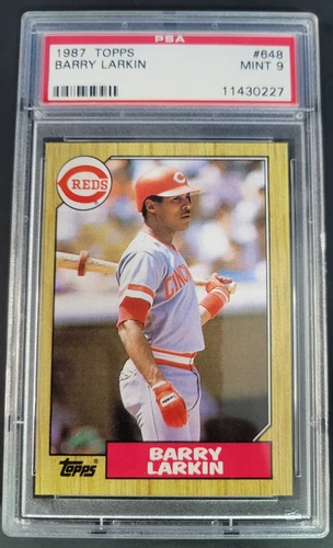 Barry Larkin 1987 Topps #648 PSA 9 MINT Rookie Reds HOF